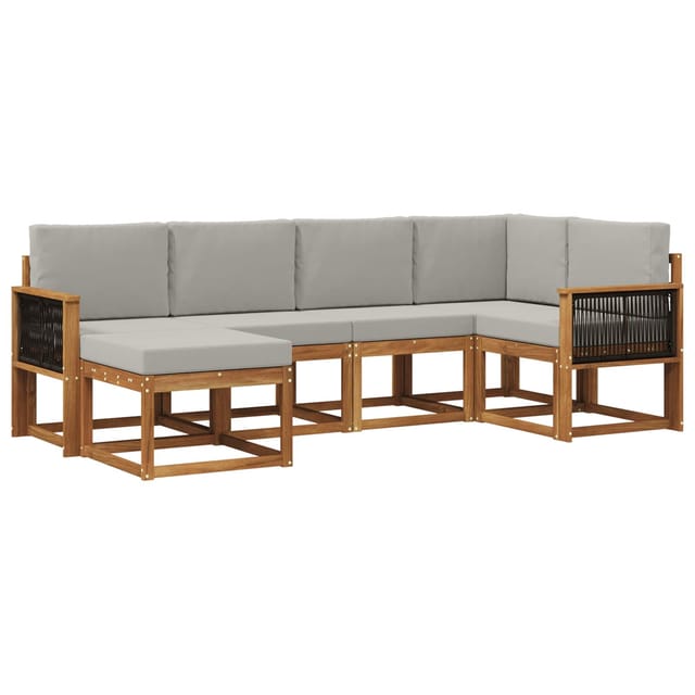 vidaXL Outdoor-Sofagarnitur 6 Stk Natur und Hellgrau 3385352