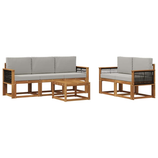 vidaXL Outdoor-Sofagarnitur mit Kissen 6 Stk Natur und Hellgrau 3384992