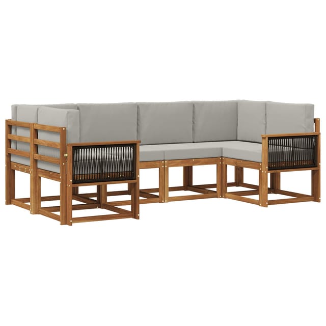 vidaXL Outdoor-Sofagarnitur mit Kissen 6 Stk Natur und Hellgrau 3385492