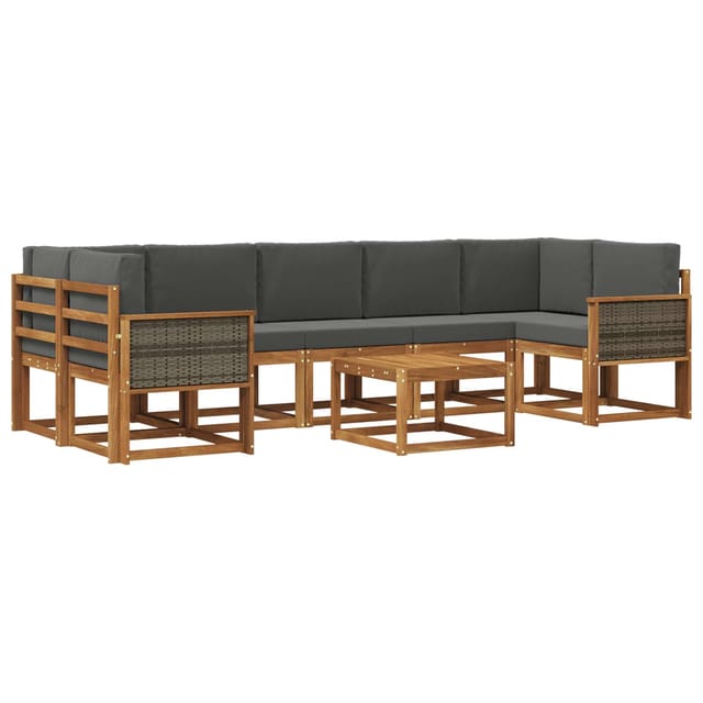 vidaXL Outdoor-Sofagarnitur mit Kissen 6 Stk Natur und Anthrazit 3385068