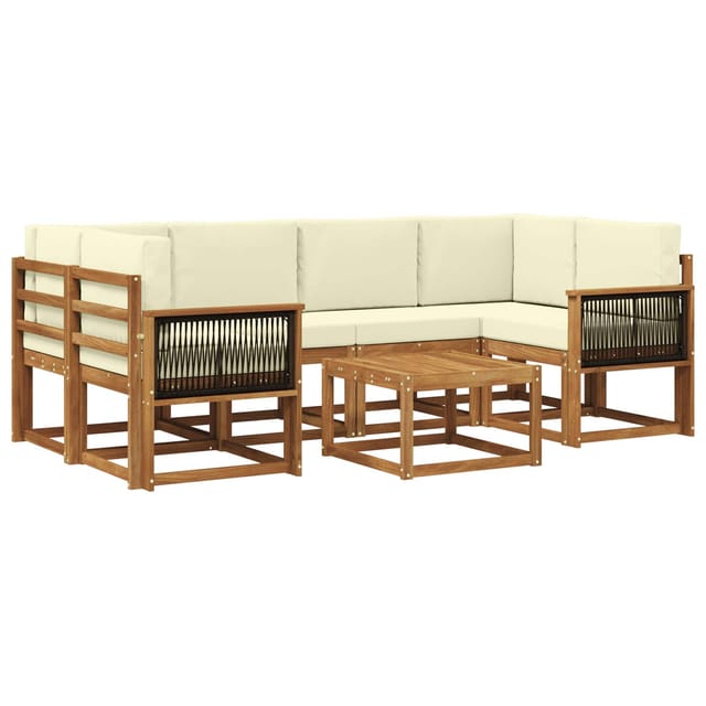 vidaXL Outdoor-Sofagarnitur mit Kissen 5 Stk Natur und Creme 3385031