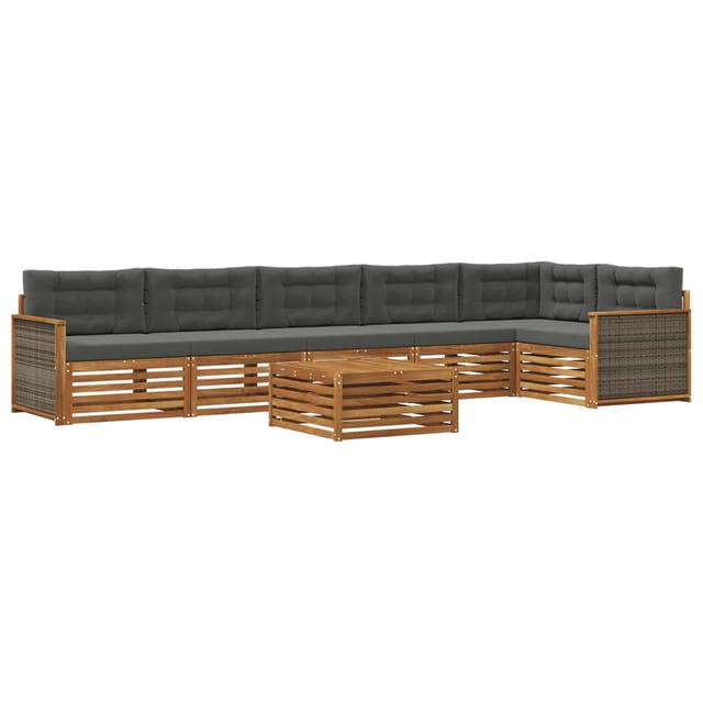vidaXL Outdoor-Sofagarnitur mit Kissen 7 Stk Natur und Anthrazit 3383440