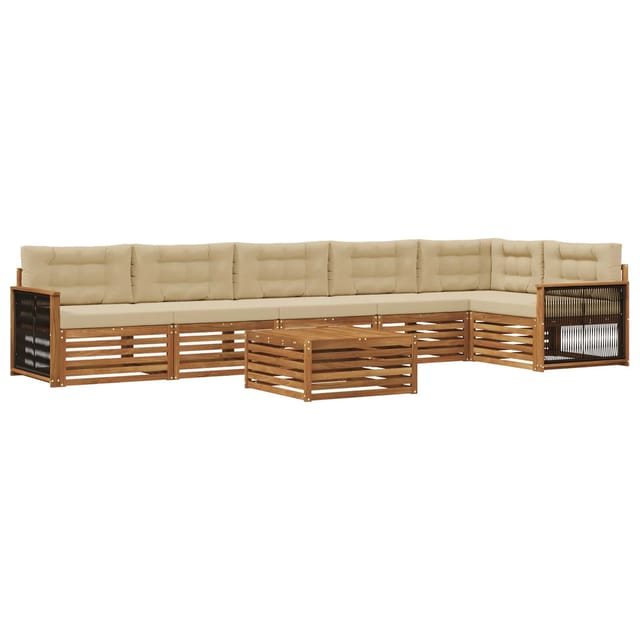 vidaXL Outdoor-Sofagarnitur mit Kissen 7 Stk Natur und Beige 3383446