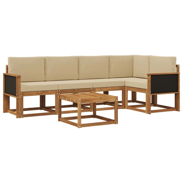vidaXL Outdoor-Sofagarnitur 6 Stk Natur und Beige Massivholz Akazie 3385224