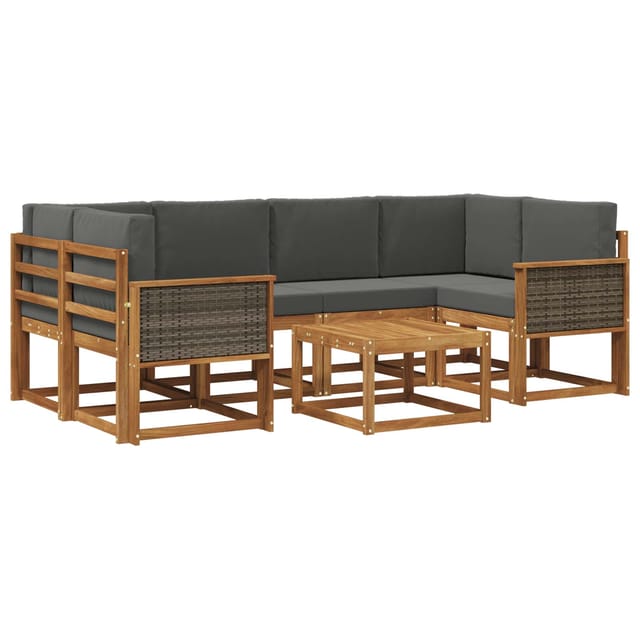 vidaXL Outdoor-Sofagarnitur mit Kissen 5 Stk Natur und Anthrazit 3385028