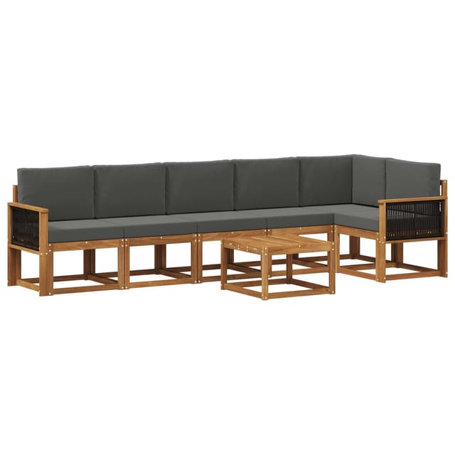 vidaXL Outdoor-Sofagarnitur 7 Stk Natur und Anthrazit Polyester 3385273