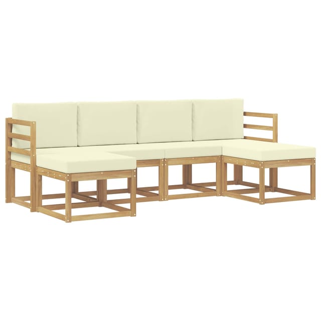 vidaXL Outdoor-Sofagarnitur mit Kissen 6 Stk Natur und Creme Polyester 3387999