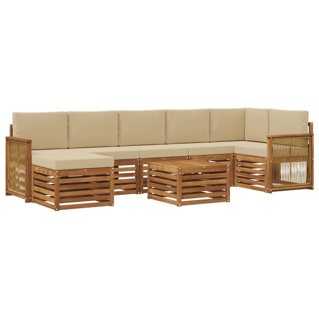 vidaXL Outdoor-Sofagarnitur mit Kissen 7 Stk Natur 3384659