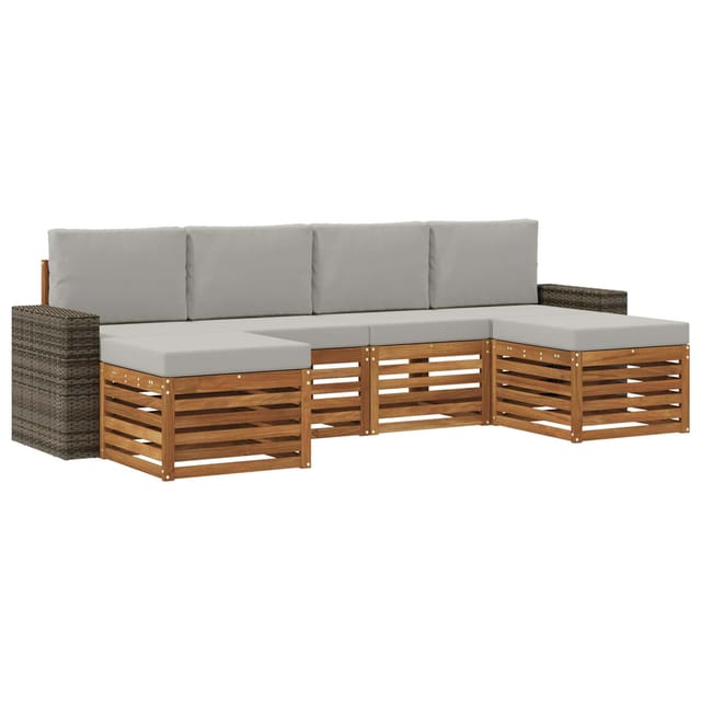 vidaXL Sofagarnituren 6 Stk Natur und Hellgrau Massivholz Akazie 3384697