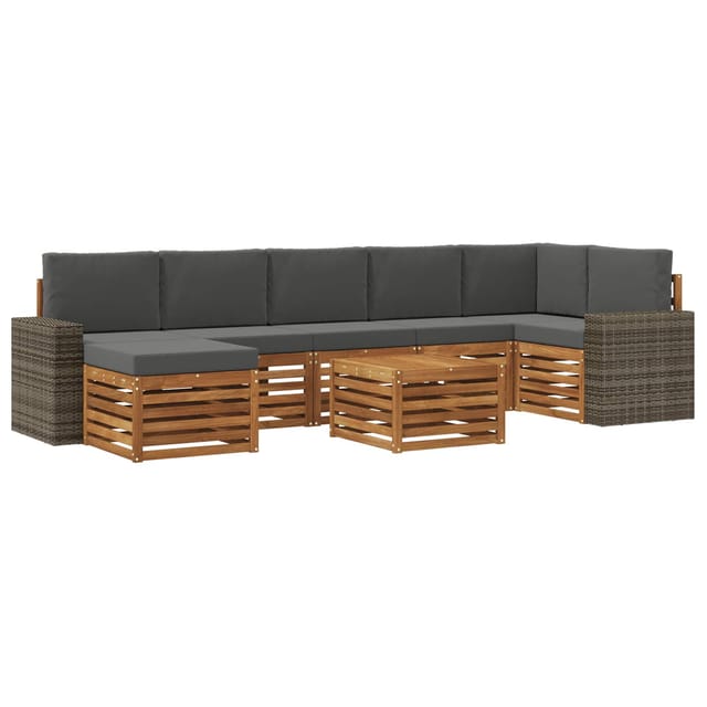 vidaXL Outdoor-Sofagarnitur mit Kissen 8 Stk Natur und Anthrazit 3384668