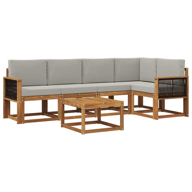 vidaXL Outdoor-Sofagarnitur mit Kissen 6 Stk Natur und Hellgrau 3385232