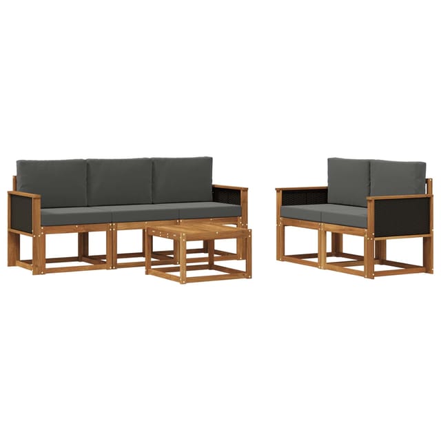 vidaXL Outdoor-Sofagarnitur mit Kissen 6 Stk Natur und Anthrazit 3384983