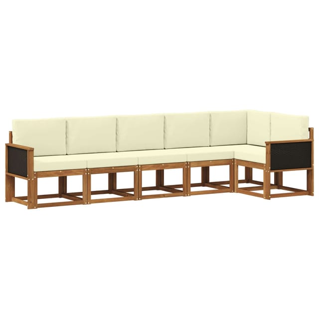 vidaXL Outdoor-Sofagarnitur mit Kissen 6 Stk Natur und Creme Polyester 3385241