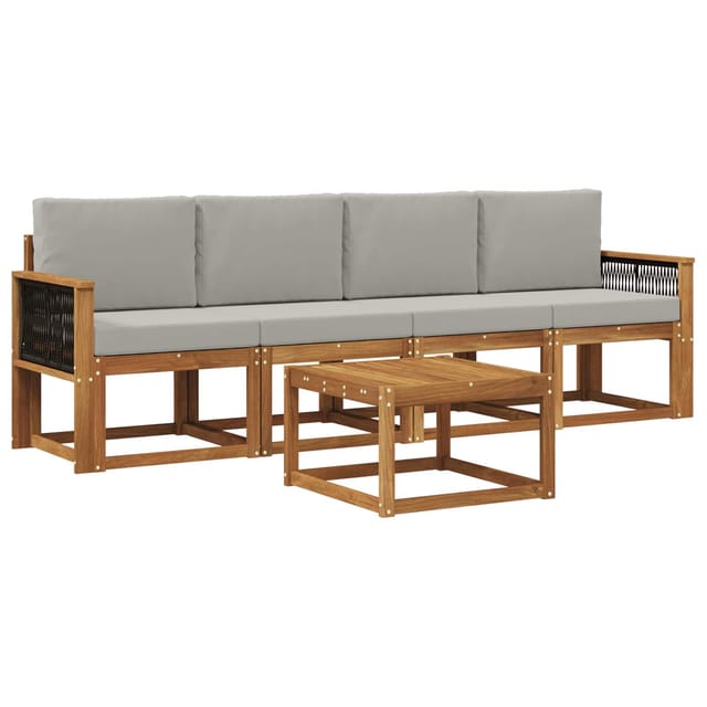 vidaXL Outdoor-Sofagarnitur mit Kissen 4 Stk Natur und Hellgrau 3384972