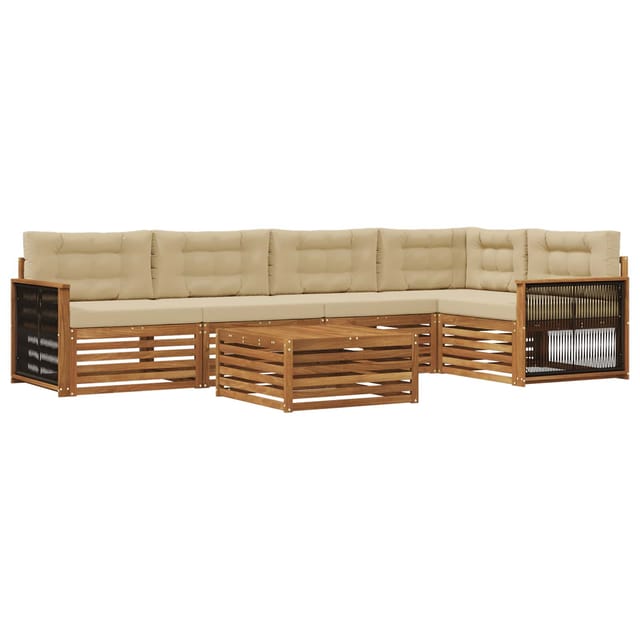 vidaXL Outdoor-Sofagarnitur mit Kissen 6 Stk Natur und Beige 3383386