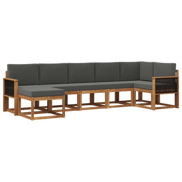 vidaXL Outdoor-Sofagarnitur 7 Stk Natur und Anthrazit Polyester 3385393