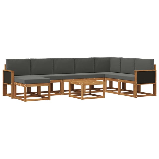 vidaXL Outdoor-Sofagarnitur mit Kissen 9 Stk Natur und Anthrazit 3385463