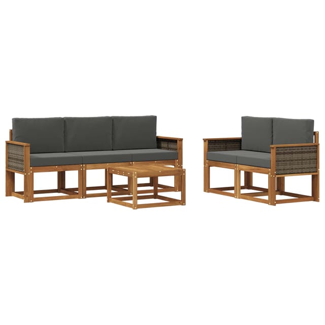vidaXL Outdoor-Sofagarnitur mit Kissen 6 Stk Natur und Anthrazit 3384988