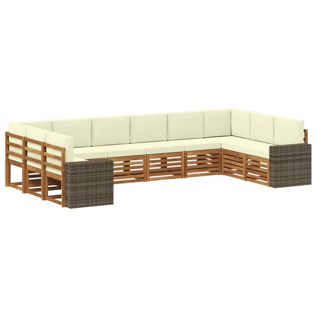 vidaXL Outdoor-Sofagarnitur 10 Stk Natur und Creme Polyester 3384906