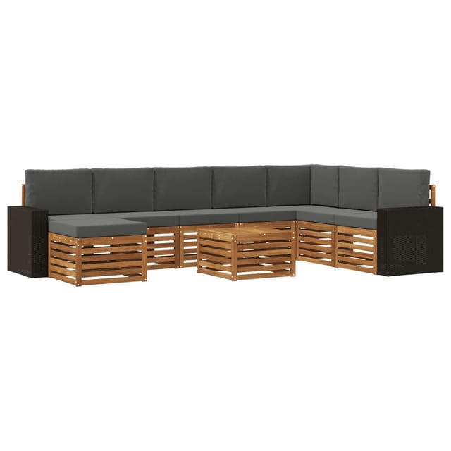 vidaXL Outdoor-Sofagarnitur mit Kissen 9 Stk Natur und Anthrazit 3384753