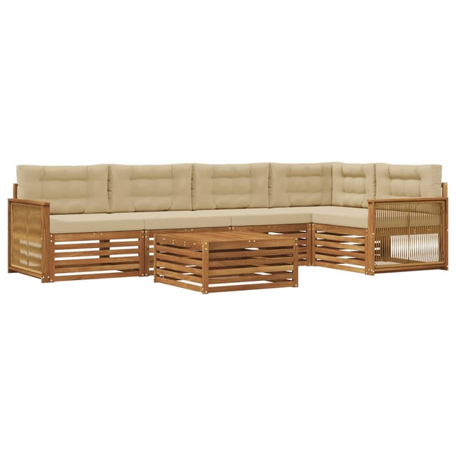 vidaXL Outdoor-Sofagarnitur mit Kissen 6 Stk Natur und Beige 3383391