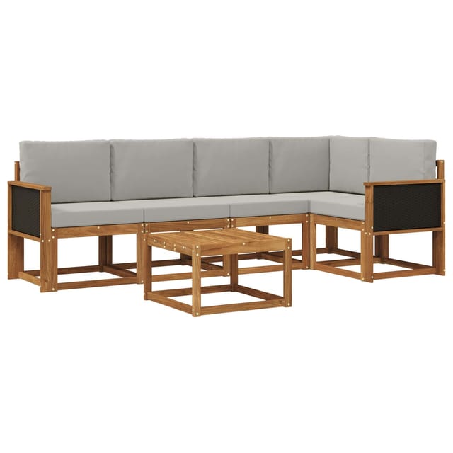vidaXL Outdoor-Sofagarnitur mit Kissen 6 Stk Natur und Hellgrau 3385222