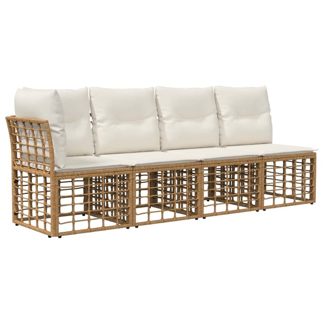 vidaXL 4-Sitzer Garten-Sofa mit,inker Armlehne mit Kissen 4 Stk Natur 42026734