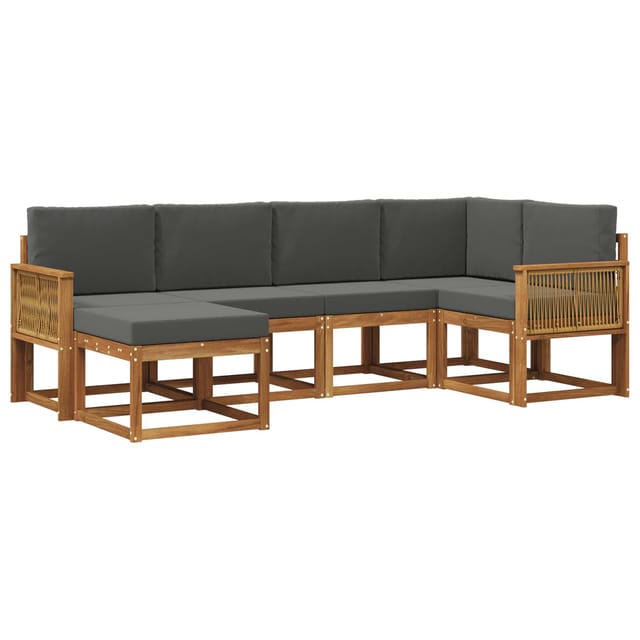 vidaXL Outdoor-Sofagarnitur 6 Stk Natur und Anthrazit Polyester 3385358