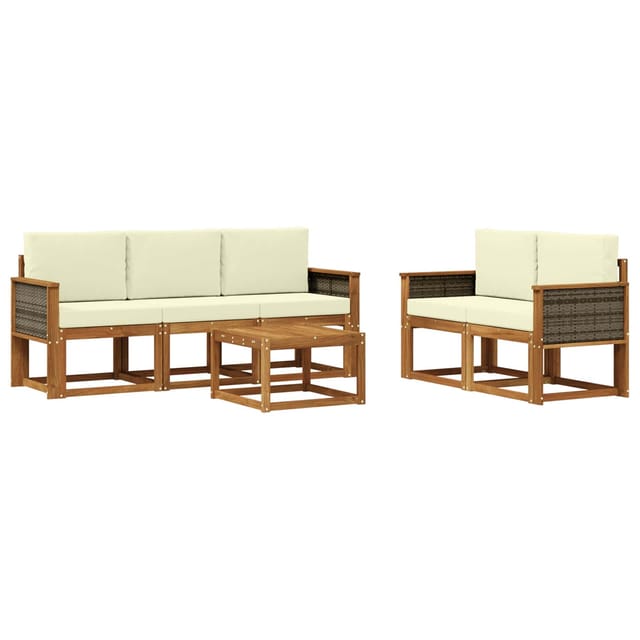 vidaXL Outdoor-Sofagarnitur mit Kissen 6 Stk Natur und Creme 3384986