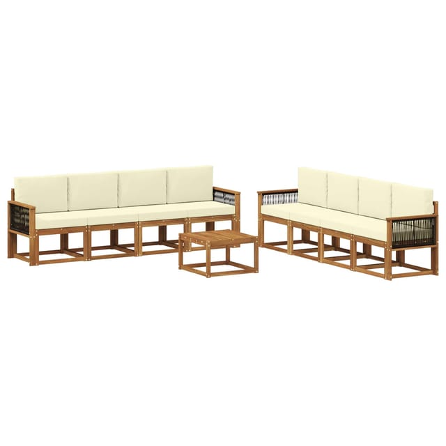 vidaXL Outdoor-Sofagarnitur mit Kissen 7 Stk Natur und Creme 3385091