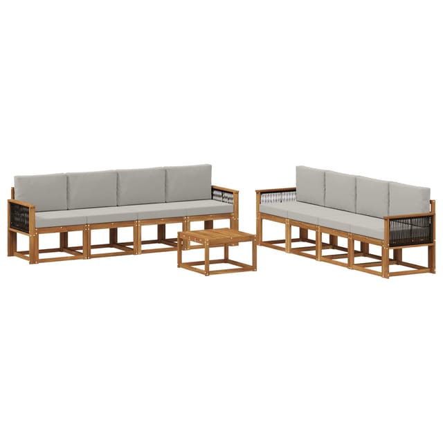 vidaXL Outdoor-Sofagarnitur mit Kissen 7 Stk Natur und Hellgrau 3385092