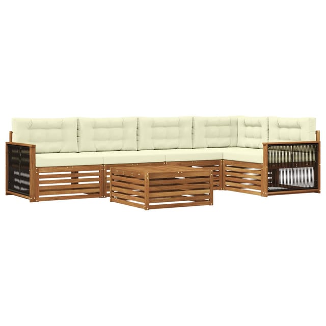 vidaXL Outdoor-Sofagarnitur mit Kissen 6 Stk Natur und Creme 3383383