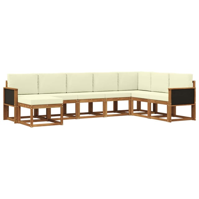 vidaXL Outdoor-Sofagarnitur 8 Stk Natur und Creme Massivholz Akazie 3385441