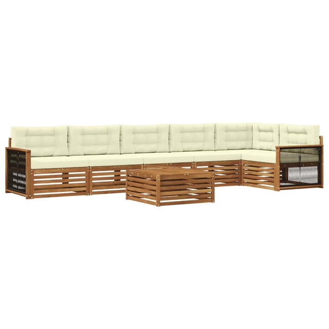 vidaXL Outdoor-Sofagarnitur mit Kissen 7 Stk Natur und Creme 3383443