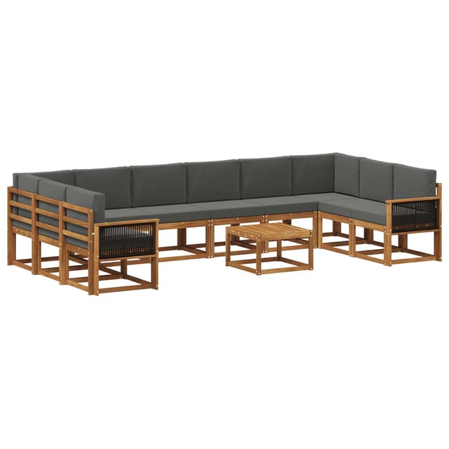 vidaXL Outdoor-Sofagarnitur mit Kissen 11 Stk Natur und Anthrazit 3385593