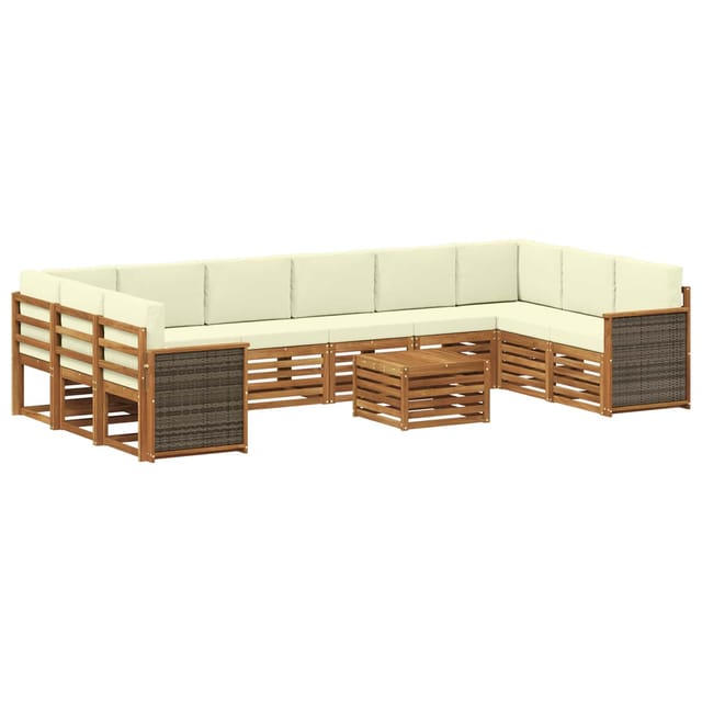 vidaXL Outdoor-Sofagarnitur mit Kissen 8 Stk Natur und Creme 3384916