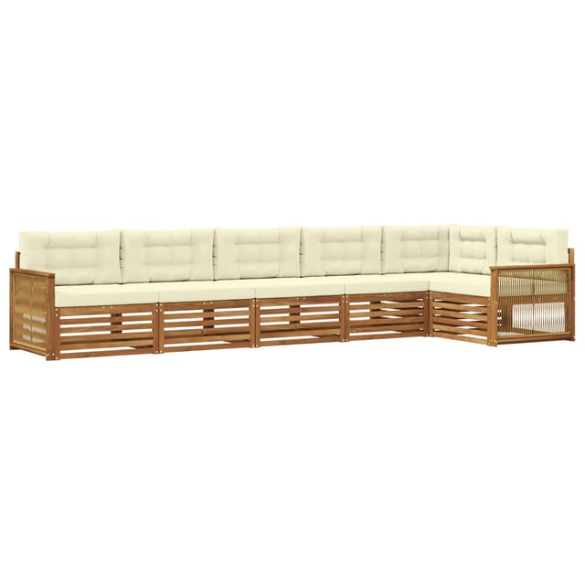 vidaXL Outdoor-Sofagarnitur mit Kissen 6 Stk Natur und Creme 3383418