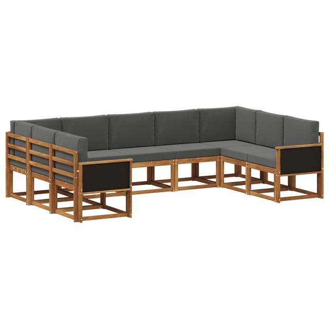 vidaXL Outdoor-Sofagarnitur mit Kissen 9 Stk Natur und Anthrazit 3385523