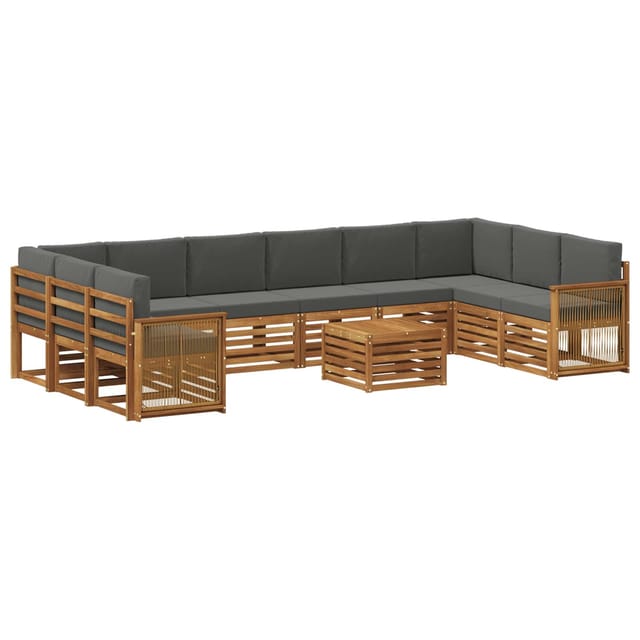 vidaXL Outdoor-Sofagarnitur mit Kissen 8 Stk Natur und Anthrazit 3384928