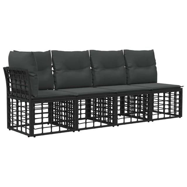 vidaXL 4-Sitzer Garten-Sofa mit,inker Armlehne 4 Stk Schwarz 42026733