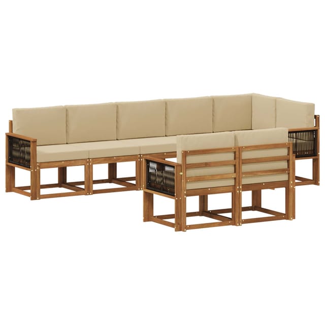 vidaXL Outdoor-Sofagarnitur mit Kissen 8 Stk Natur und Beige Polyester 3385314