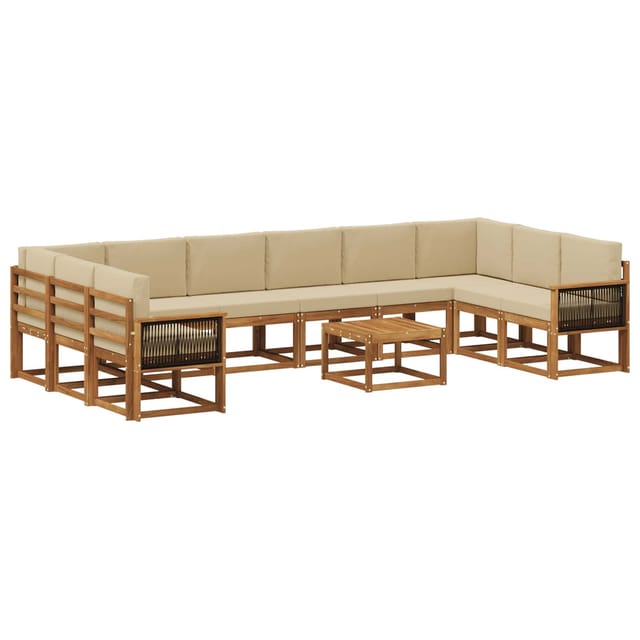 vidaXL Outdoor-Sofagarnitur 11 Stk Natur und Beige Massivholz Akazie 3385594