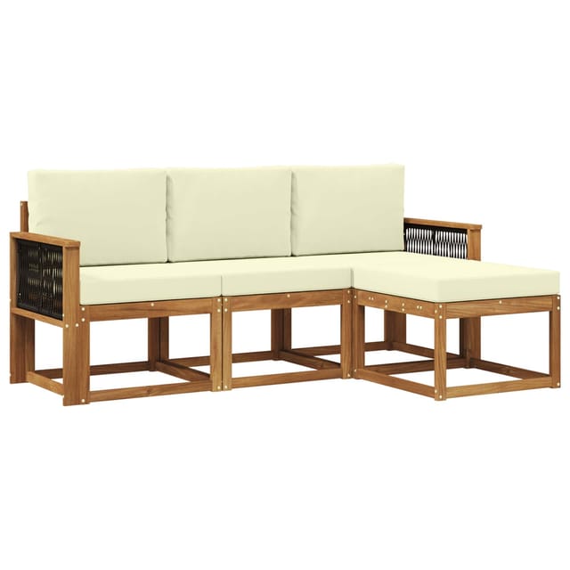 vidaXL Outdoor-Sofagarnitur mit Kissen 4 Stk Natur und Creme 3385111