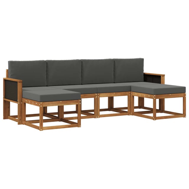 vidaXL Outdoor-Sofagarnitur 6 Stk Natur und Anthrazit Polyester 3385423