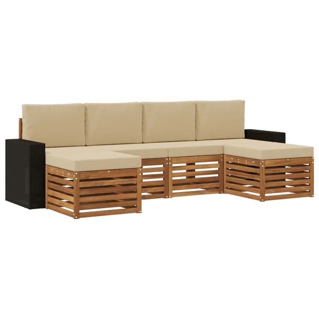 vidaXL Sofagarnituren 6 Stk Natur und Beige Massivholz Akazie 3384694