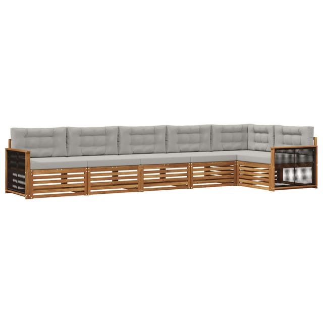 vidaXL Outdoor-Sofagarnitur mit Kissen 6 Stk Natur und Hellgrau 3383414