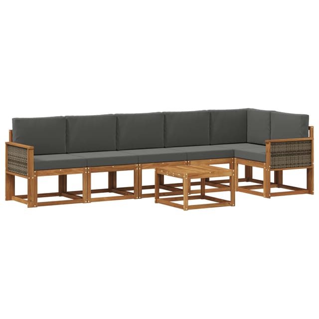vidaXL Outdoor-Sofagarnitur 7 Stk Natur und Anthrazit Polyester 3385268
