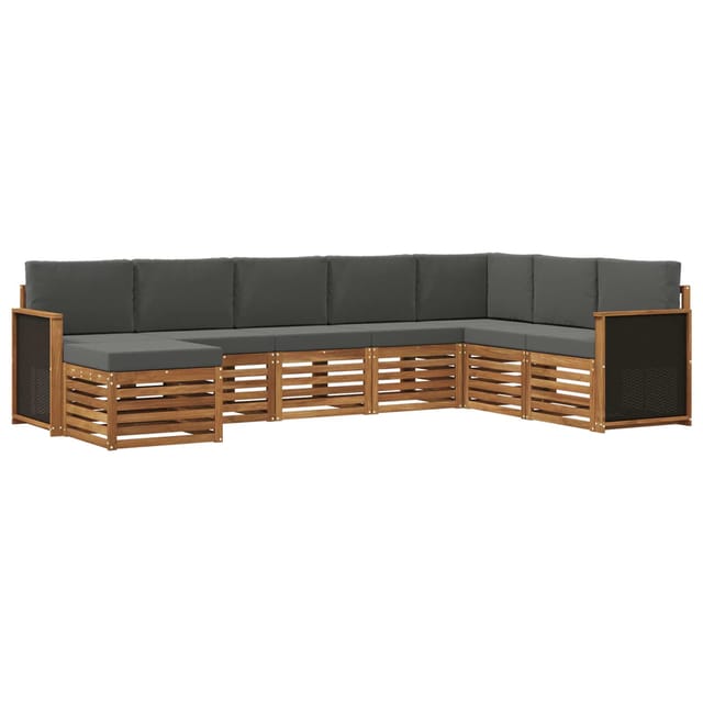 vidaXL Outdoor-Sofagarnitur mit Kissen 6 Stk Natur und Anthrazit 3384703