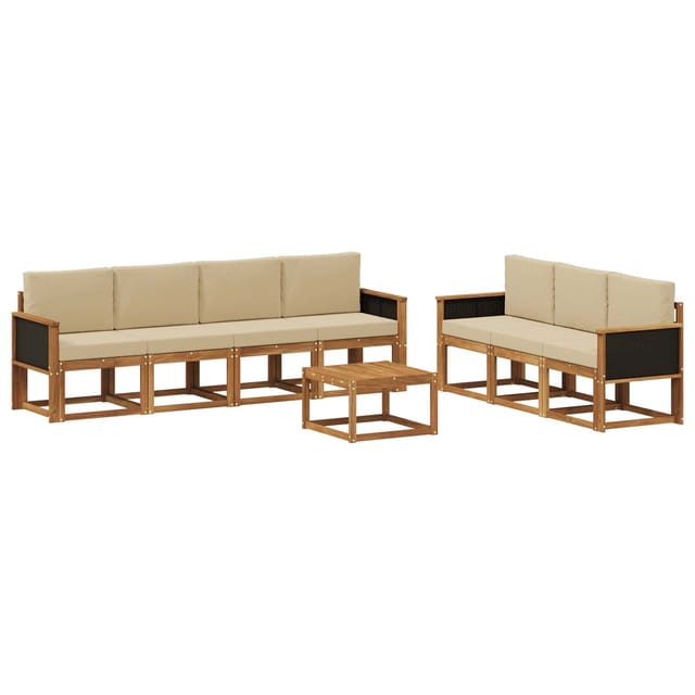 vidaXL Outdoor-Sofagarnitur mit Kissen 7 Stk Natur 3385044