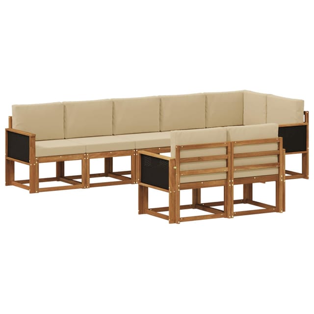 vidaXL Outdoor-Sofagarnitur mit Kissen 8 Stk Natur und Beige Polyester 3385304